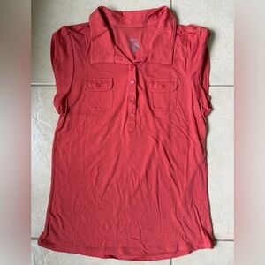 Mossimo Women’s L Brown Collared Cotton/Modal Solid Polo T-Shirt